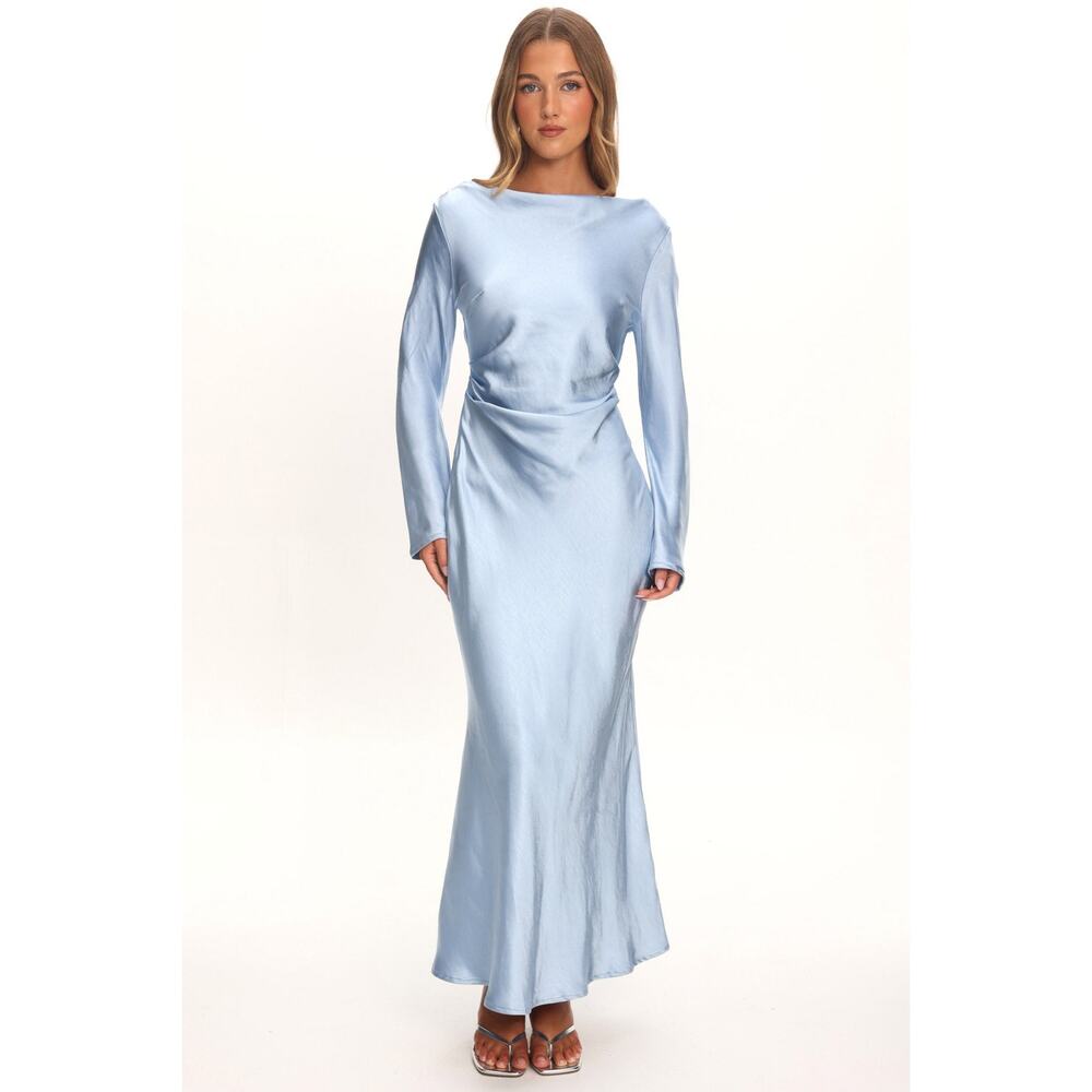 LARGE Selfie Leslie Loveland Cowl Back Midi Dress Ice NWT - Picture 2 of 3